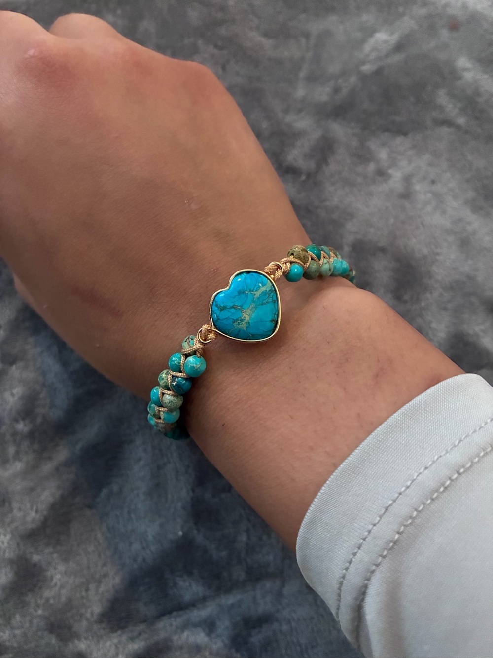 Handmade Heart Shape Natural Stone Bracelet